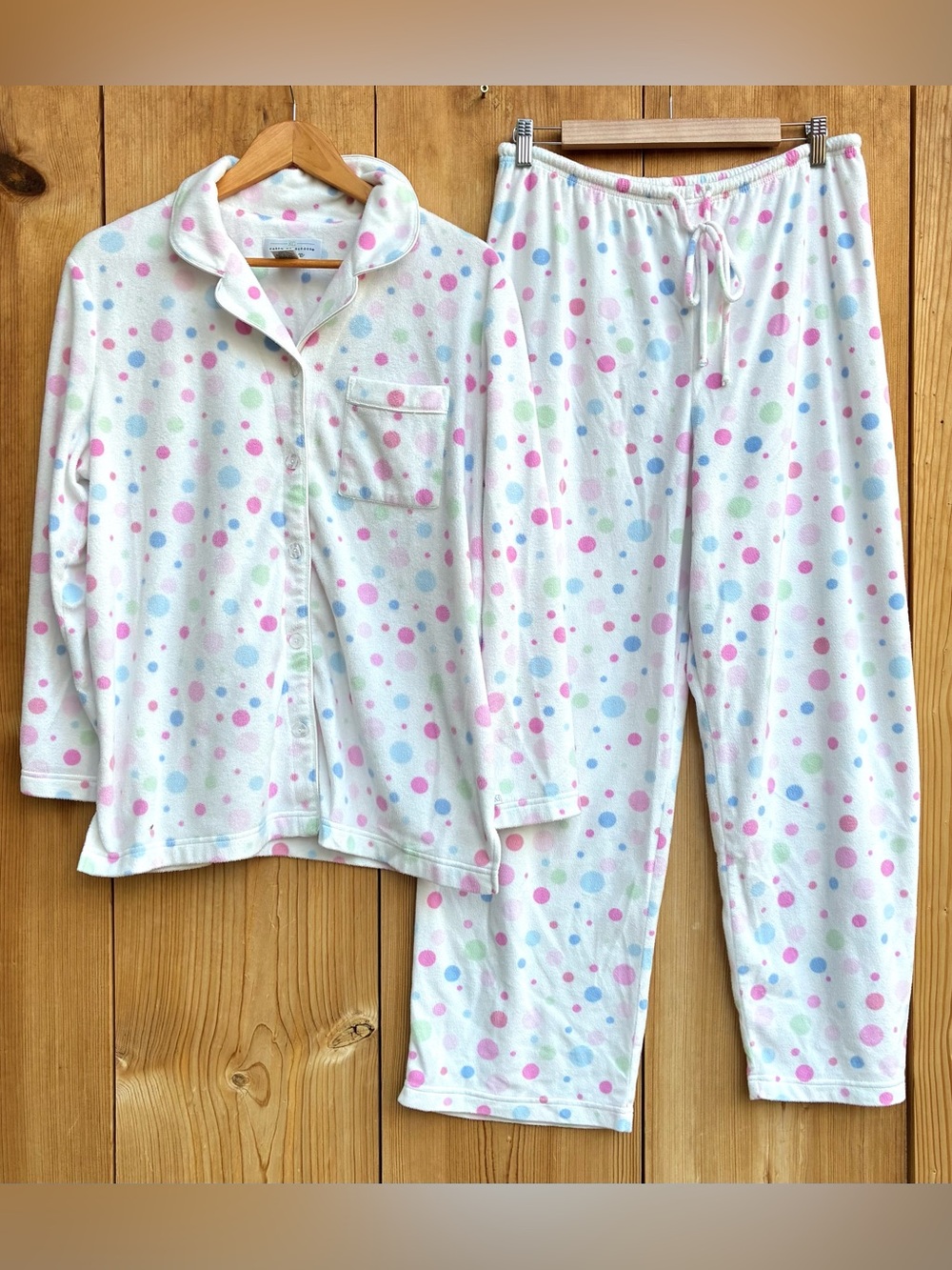Karen Neuburger Encore Plush Polka Dot Pajama Set Sz Large